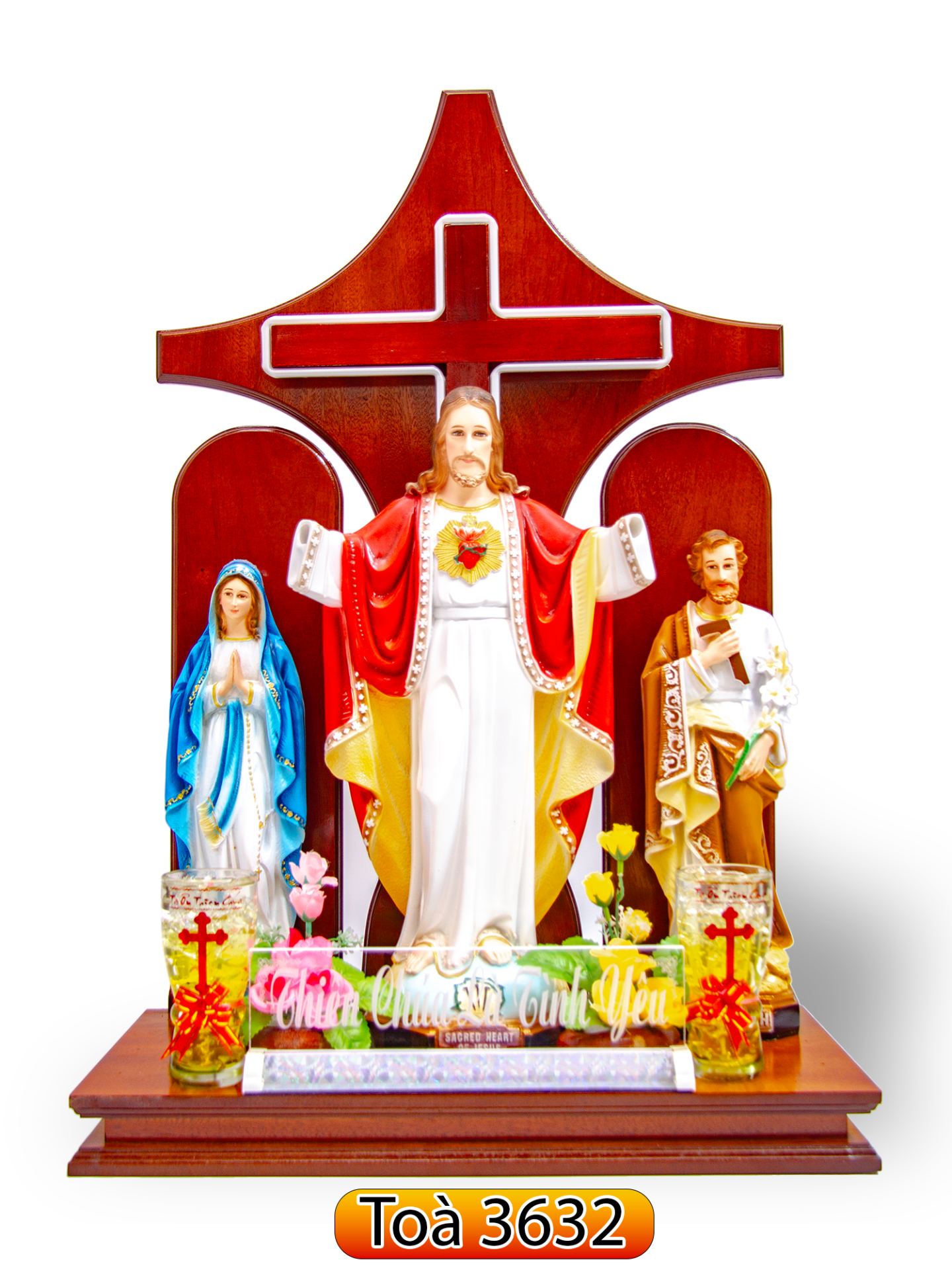 [2023-2024] Toà thờ + Chúa Kito Maria Chất lượng Altar Jesus Christ Mary Joseph Cross